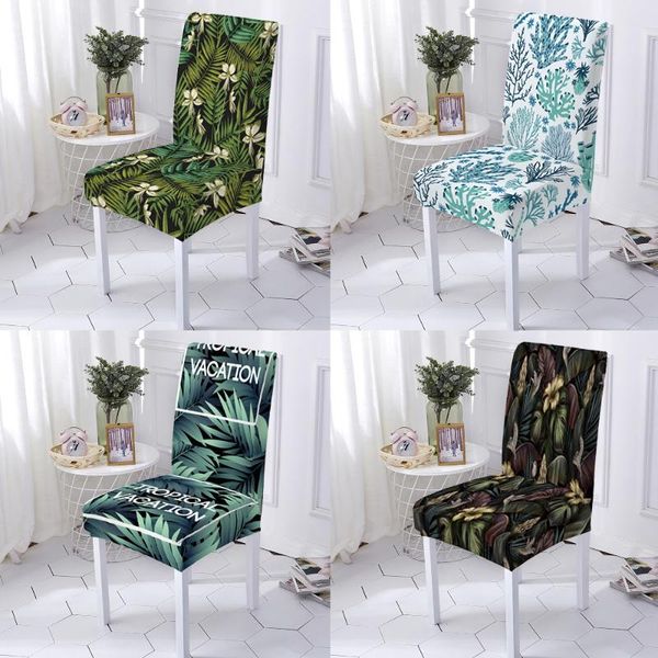 

chair covers green plant decor cover spandex stretch lattice chairs case letter leaves anti-dirty can be customized
