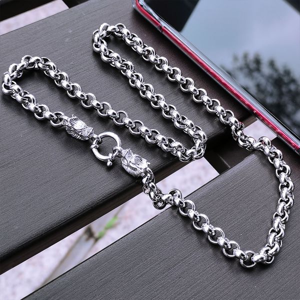 

7mm chain width chinese style the chinese long chain head necklace for mens or women, Silver