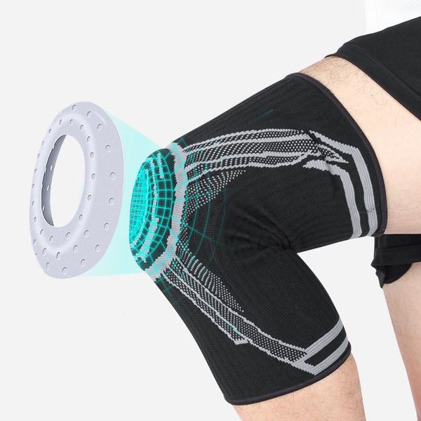 

elbow & knee pads 1pcs sports pad silicone spring strip support compression sleeve anti-slip protection for men women running basketball, Black;gray