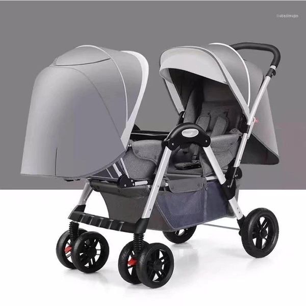 

twin baby stroller can sit lying double face-to-face light folding absorber trolley1