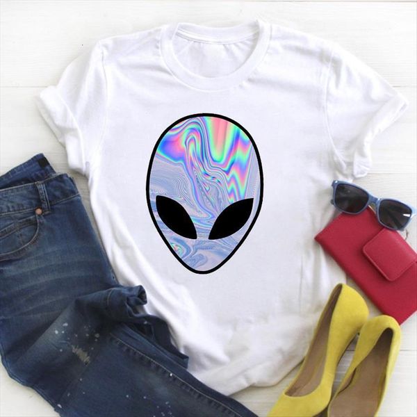 

flower face cartoon rainbow womens t shirt color summer tee clothes graphic, White