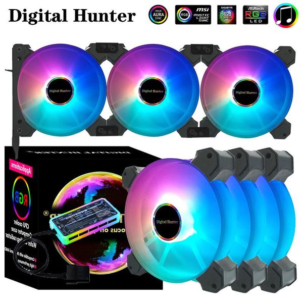 

computer case 120mm fan cooling cooler 6pin adjustable rgb led 12v mute ventilador pwm argb fans adjust speed aura sync & coolings