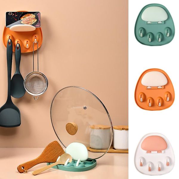

hooks & rails silicone utensil rest with drip pad kitchen cloud rack pot lid holder