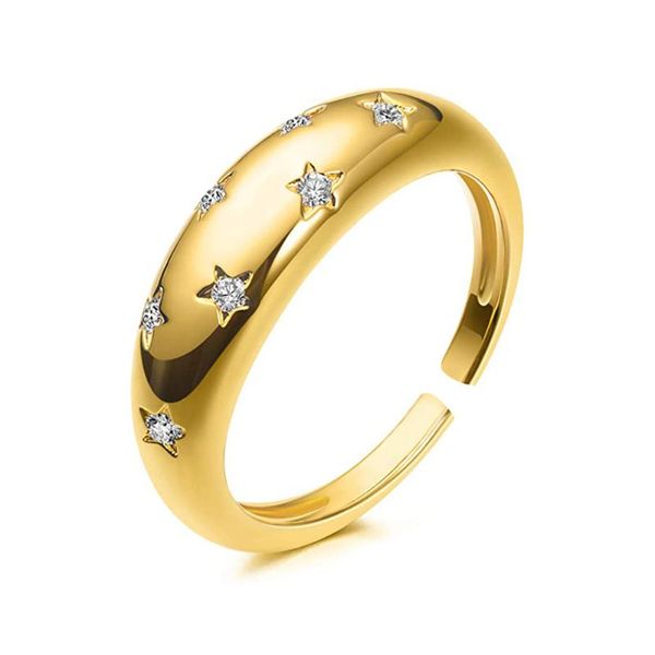 

wedding rings trend charming gold geometric star for women retro lady adjustable opening lovers ring party jewelry gift, Slivery;golden
