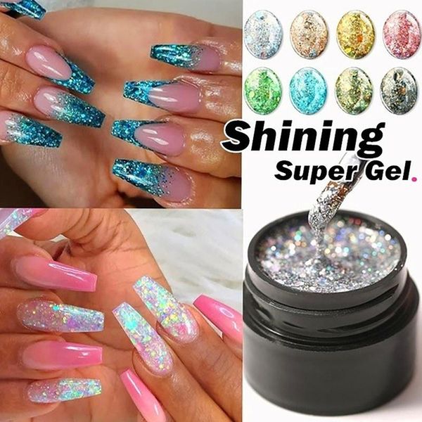 

nail art kits 5ml sequin glue bright gel polish lasting uv fingernails glitter decor