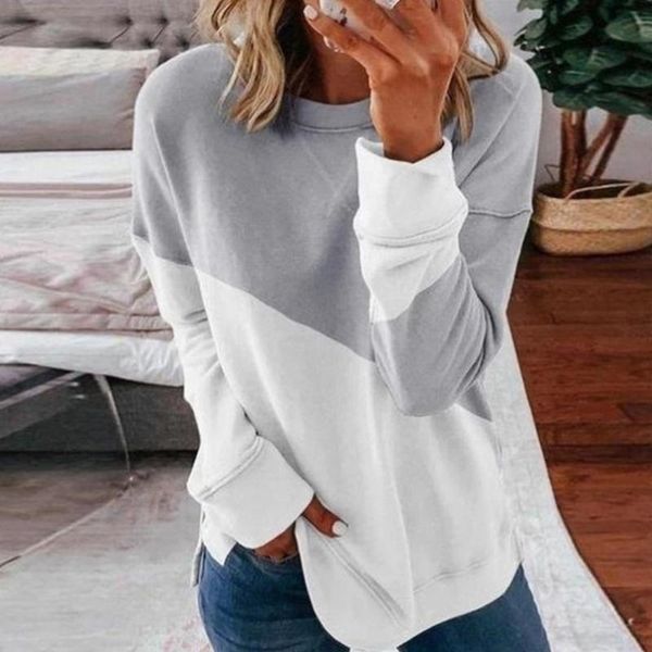 

fashion color block sweatshirt women autumn long sleeve o neck hoodie patchwork casual ladies pullover d30 women's hoodies & sweatshir, Black