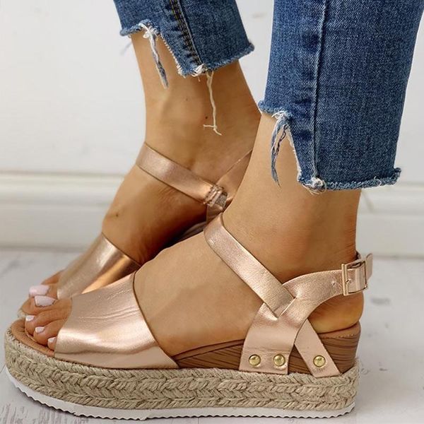 

sandals summer outdoor women beach ladies wedges platform buckle strap walking shoes female open toe pu plus size footwear, Black