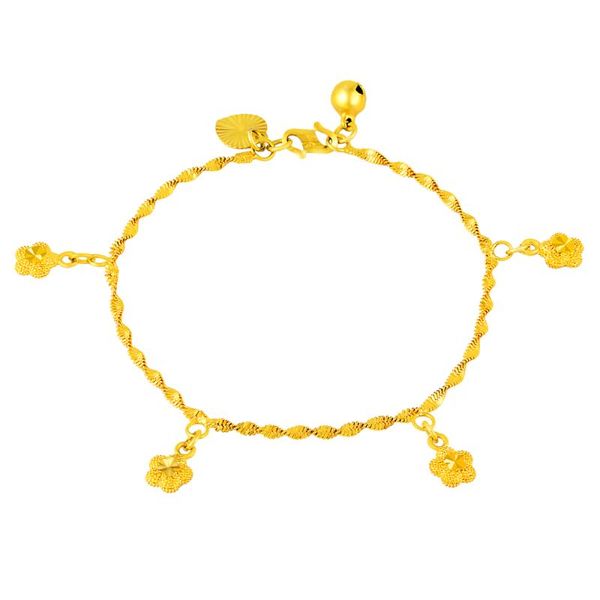 

charm bracelets style pure gold color & bangles for girls / women,24k gp flowers charms bracelet,gold women jewelry, Golden;silver