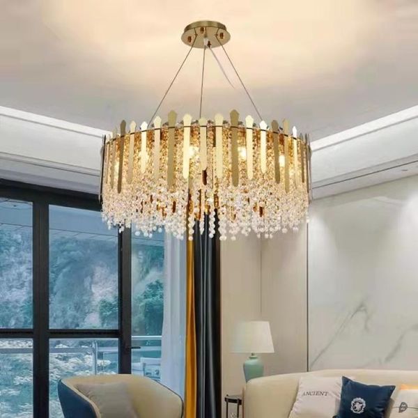 

chandeliers modern luxury led chandelier lighting living room crystal tassel round indoor home deocr polished gold lustre