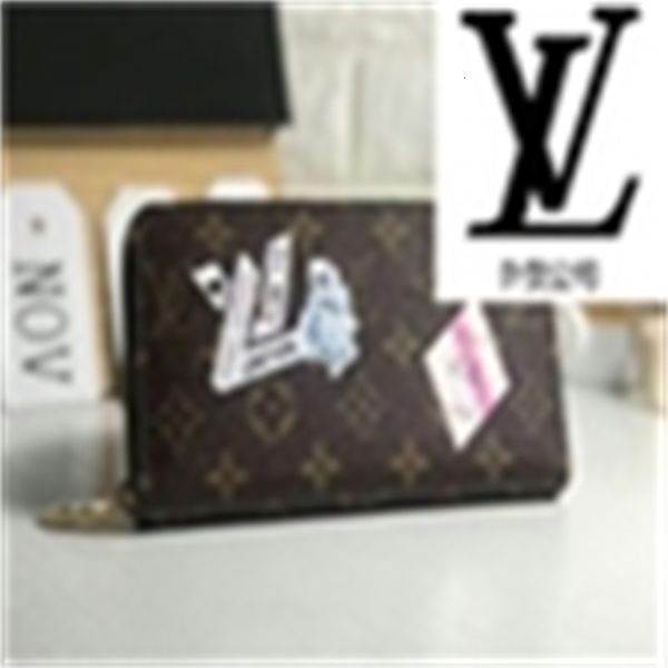 

m60017 classic silk-screen print clutch bag real leather compact long wallets chain wallet pouches key card holders phone cases, Red;black