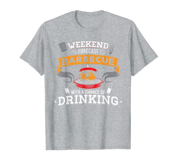 

weekend forecast barbecue with a chance of drinking beer bbq t-shirt, White;black