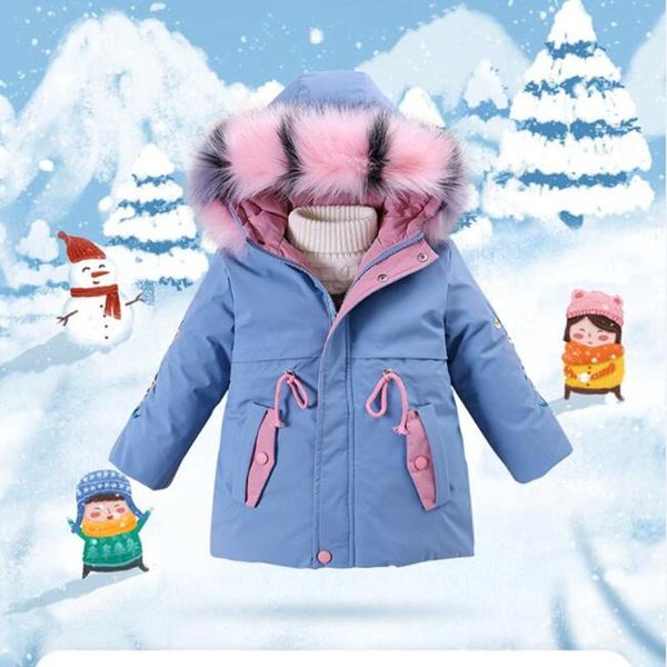 

down coat toddler baby girls winter jackets for hooded thick warm jacket children's outerwear coats kids clothes 2-6y, Blue;gray