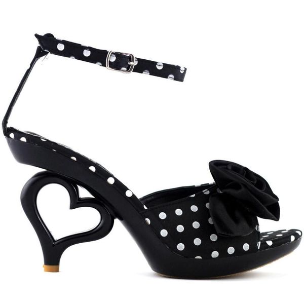 

dress shoes lf60803 ladies polka dots bride eve heart heel sandals, Black