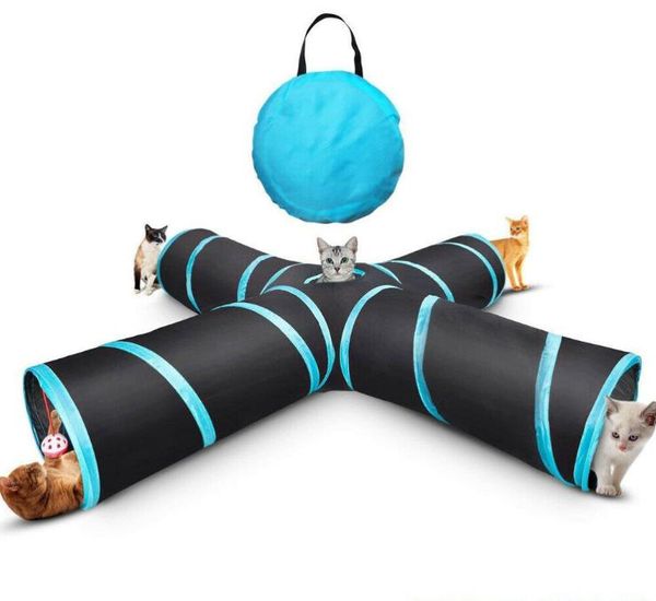 

cat toys pet tunnel 4 way tube toy for drillable tent nest with crinkle paper