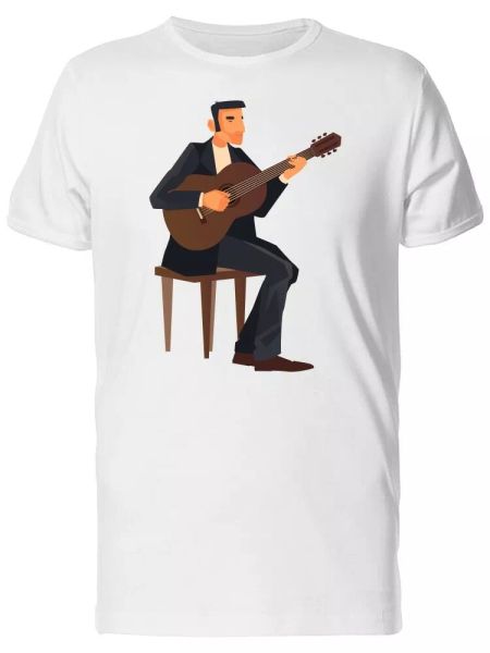 

musician playing the guitar men's tee -image by shutterstock, White;black
