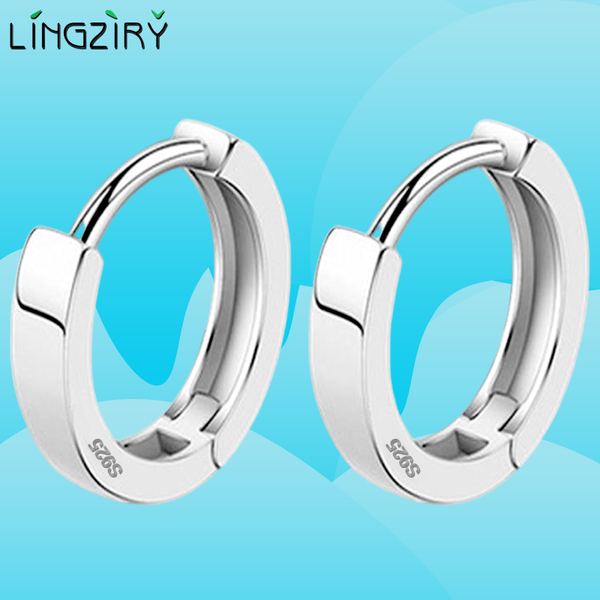 

hoop & huggie lingziry small earrings 925 sterling silver circle round for women fine jewelry simple brincos lzrh01, Golden;silver