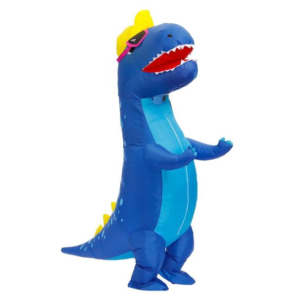 Mascot boneca traje azul dinossauro traje inflável adulto traje de halloween para homem mulher festa papel jogar t-rex mascote disfraces