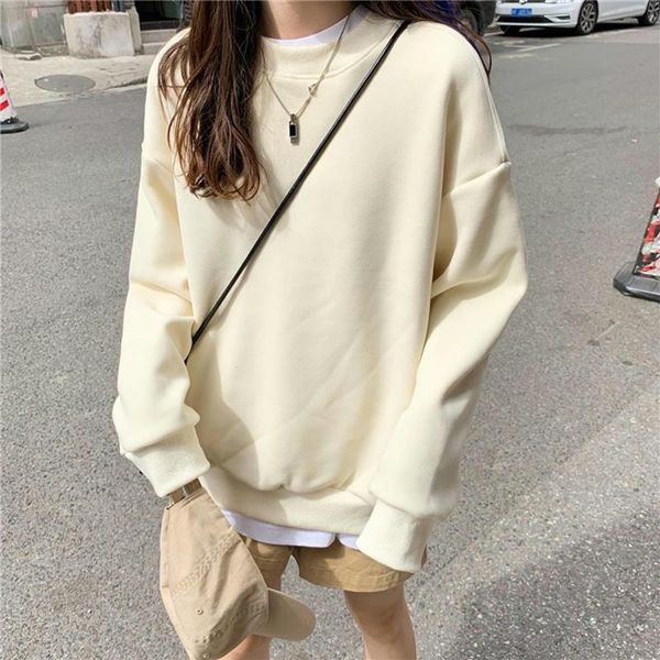 

women's hoodies & sweatshirts 2021 fashion women solid color long sleeve oversized hoodie sweatshirt ladies streetwear slouch thin jump, Black