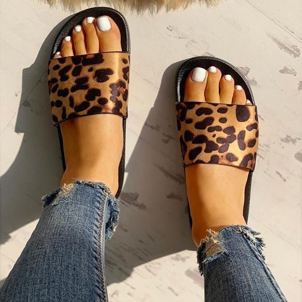 

women shoes summer leopard pu leather casual loose platform fish mouth sandal thick bottom slippers female beach, Black