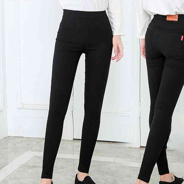 

high stretch waist elastic women jean skinny pencil leggins black trousers pants with pocket, Blue