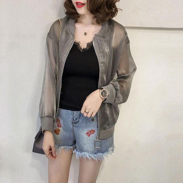 

women's jackets women 2021 summer plus size 5xl jacket female sun protection coats long sleeve bomber short casual loose outerwear g214, Black;brown