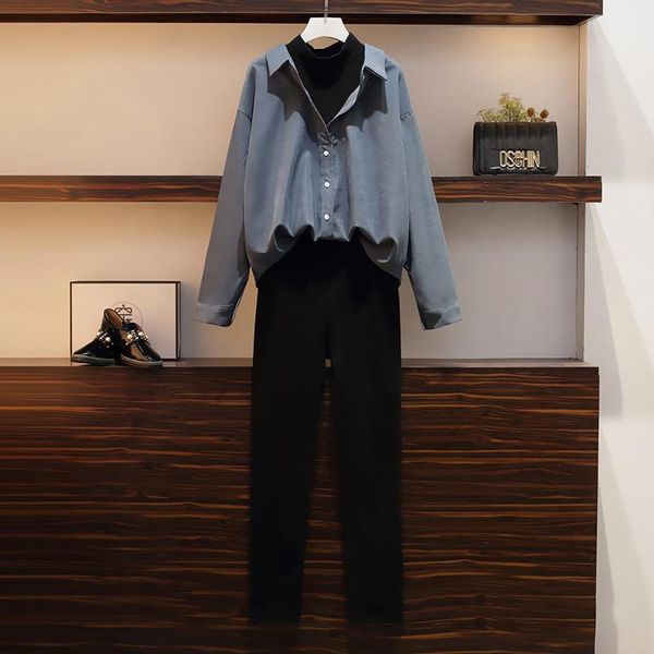 

women's two piece pants autumn fashion elegant office lady suit long sleeve + sets casual korean femme big, White