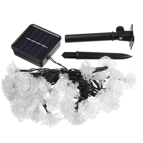 

6.5m 30led roses solar led string light outdoor indoor garden patio decor lamp - 2 modes warm white