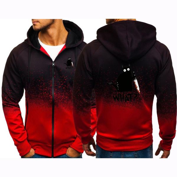 

men's jackets 2021 cartoon black cat what gradient sweatshirts harajuku hoodies zipper pullover men comfortable cotton clothing coats, Black;brown