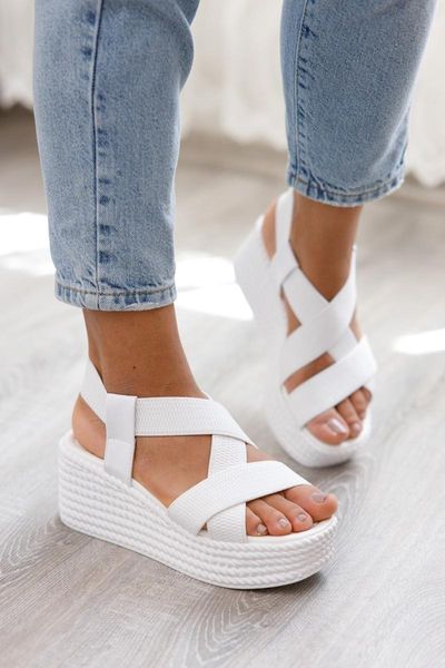 

sandals women white cross wheel filler md1025-123-0004, Black