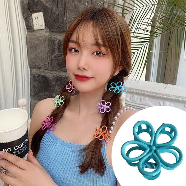 

hair accessories girls candy colored five petal hairpin sweet kawaii headband fashionable clips headwear ponytail holder hairgrip, Slivery;white