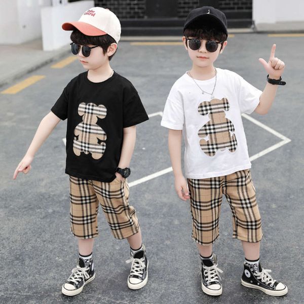 

style boys' summer suit cool korean children's clothes short sleeve fashion, White