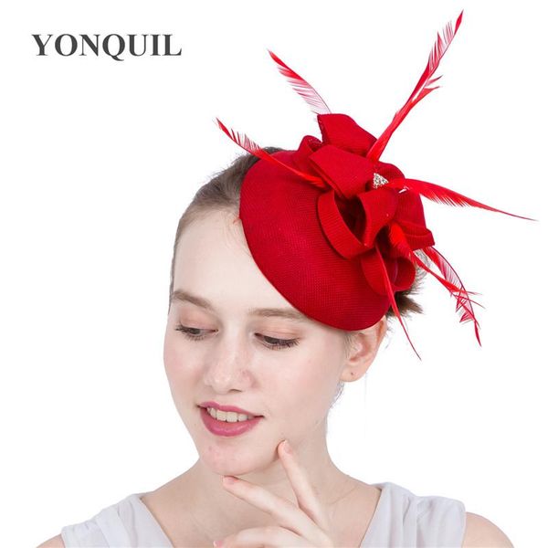 

hair accessories imitation sinamay fascinator hairpin event bridal occasion headwear with feathers for derby church wedding
