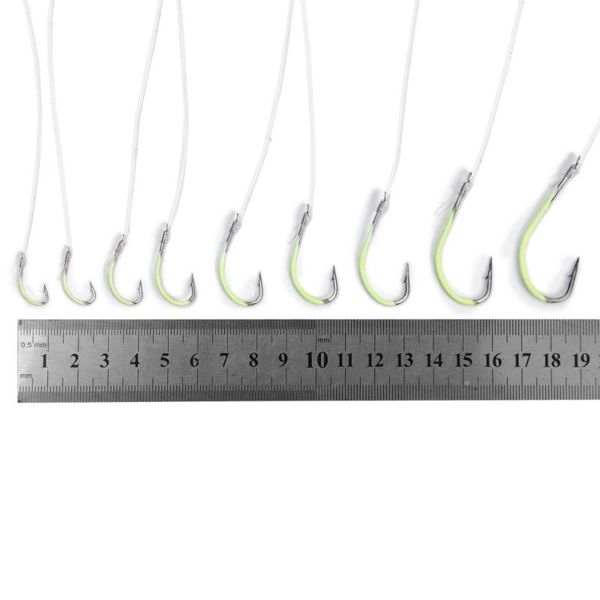 

luminous fishing hooks with line barbed tackle accessories steel 12-28#