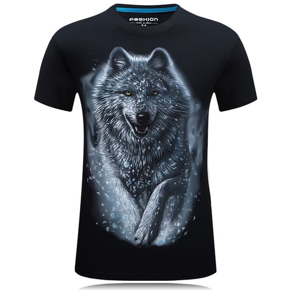 

one piece t-shirt men wolf 3d printed cotton funny t shirts tee shirt homme brand clothing summer camisetas hombre 210322, White;black