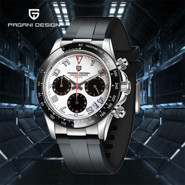 

wristwatches pagani design 2021 luxury fashion brand rubber quartz chronograph men accessories sapphire glass waterproof clock reloj hombre, Slivery;brown