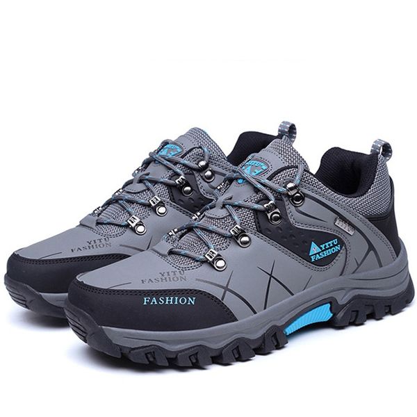 

winter ankle boots men comfortable men casual shoes lace up short boots for men anti-slip male boots outdoor walking footwear, Black