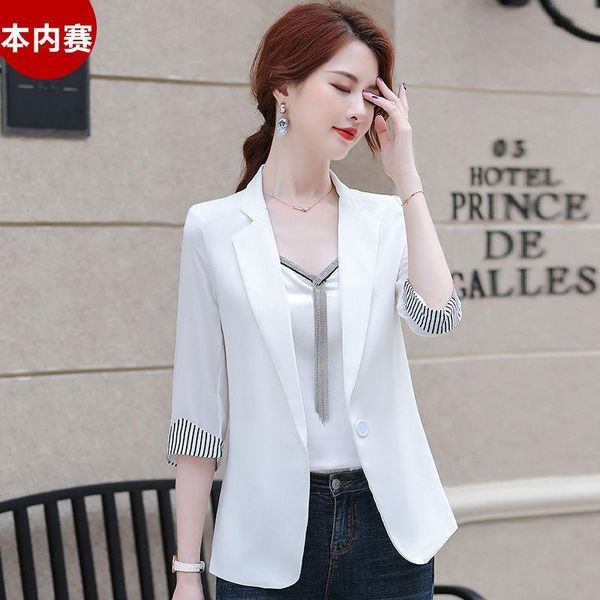 

blazer women white suit jacket women's summer loose chiffon veste femme suits & blazers, White;black