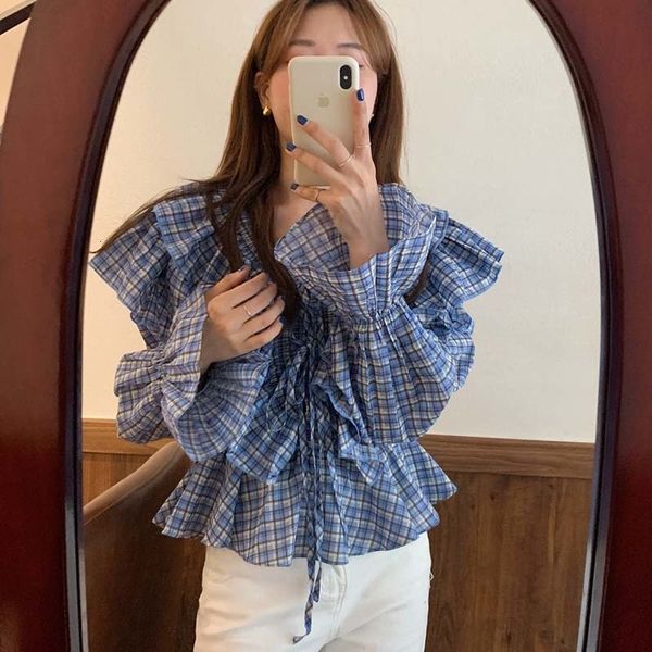 

dress elegant spring shirt style streetwear frilly neckline enlargement women's blouses, Black;gray