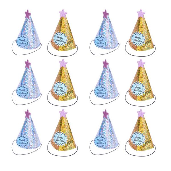 

party hats 1 set 12pcs birthday paper adorable pointed (assorted color)