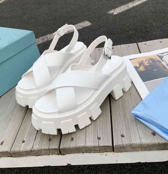 

sandals slippers 2021 new p cross gear thick bottomed sandals women's trend leisure high muffin bottom fish mouth sandals zly, Black