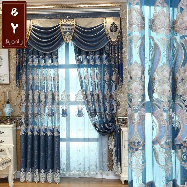 

curtain & drapes bedroom curtains european style windows tulle for living room semi-shading embroidered screens fabric finished product