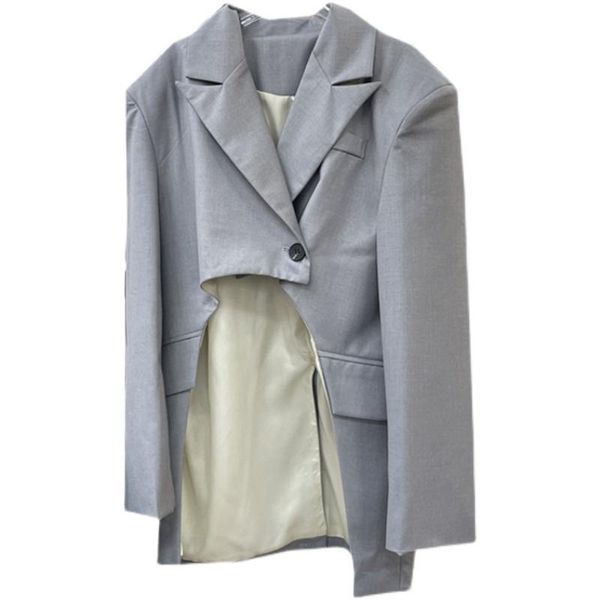 

women's suits & blazers superaen korean style irregular design suit coat autumn grey personalized casual fashion blazer, White;black