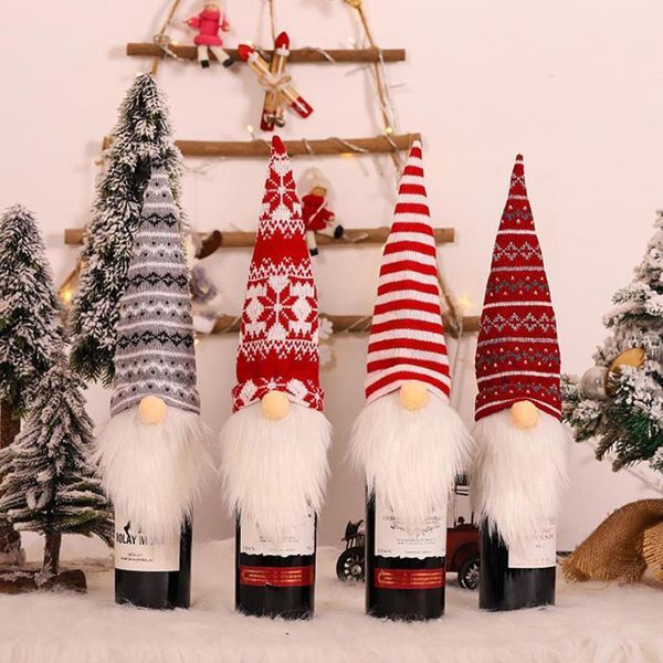 

christmas decorations wine bottle cover ers, gnomes champagne decoration for table