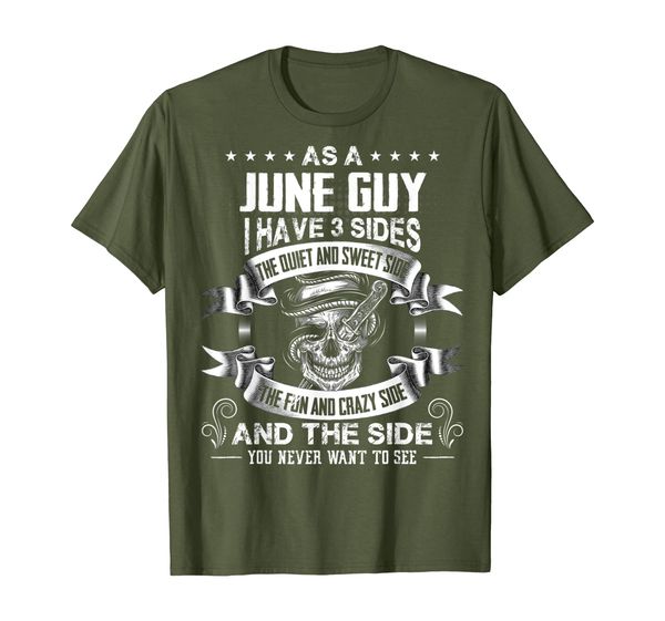 

mens as a june guy i have 3 sides t-shirt, White;black