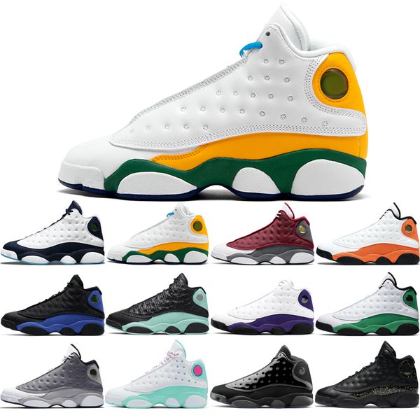 

man basketball shoes 13s fashion atmosphere grey aurora green cap and gown gold glitter hyper island lakers lucky obsidian playground red fl