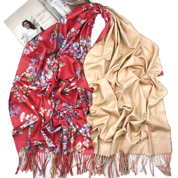 

pashmina scarv custom printed double side 200*70cm cashmere scarf women, Blue;gray