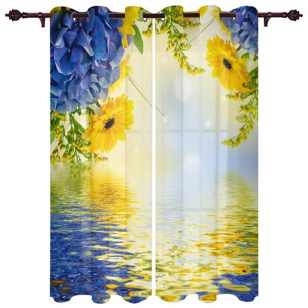 

polyester translucent curtains hydrangea bouquet spring pattern luxury for living room kitchen bedroom windows curtain & drapes