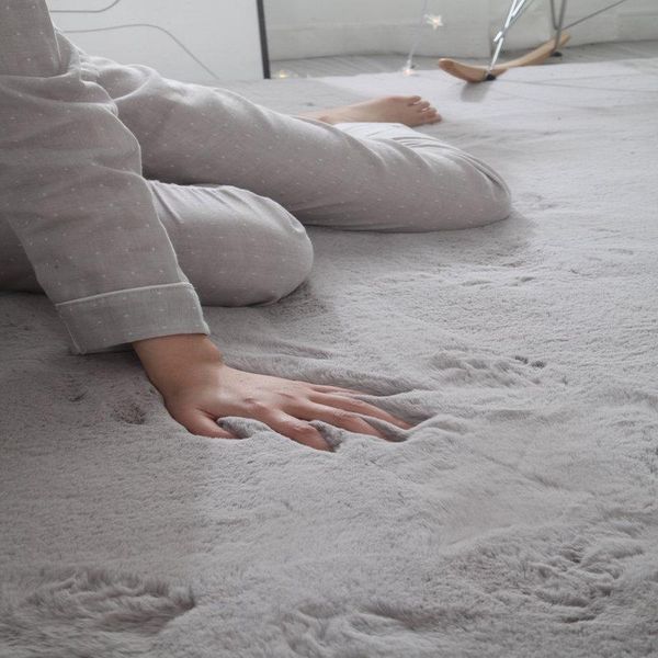 

plush fluffy faux fur carpet bedroom living room large rug grey sofa parlor carpet home floor mat baby parlor tapete customized