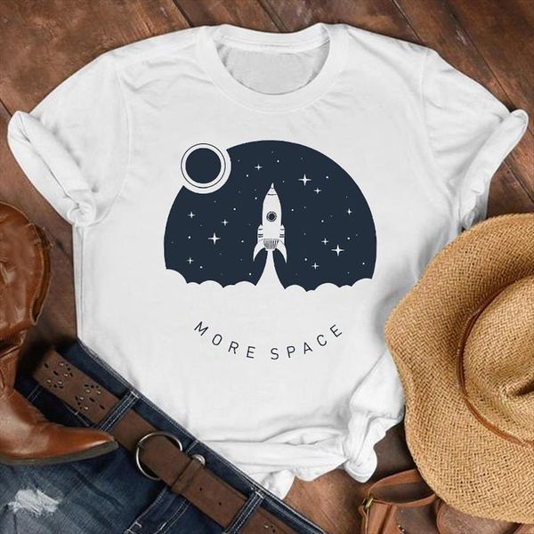 

space night vacation geometric 90s women t shirt fashion clothes print tee graphic, White