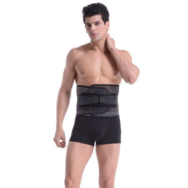 

lumbar support brace breathable mesh four steels plate protection back waist belt soporte de cintura, Black;gray